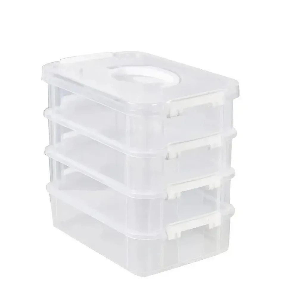 4-Layer Transparent Plastic Storage Box Cover Partitioned Drawer Storage Box Bui