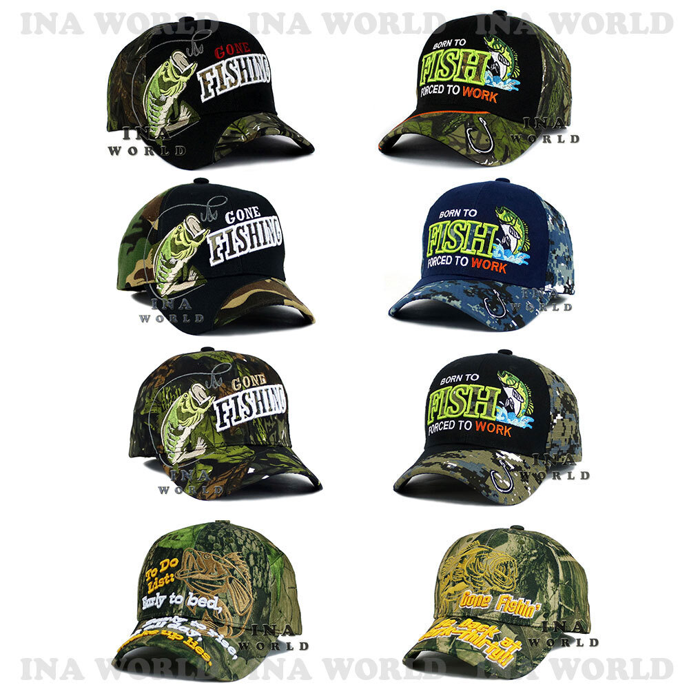 FISHING Hat FISH Embroidered Camouflage Outdoor Sports Adjustable Baseball Cap