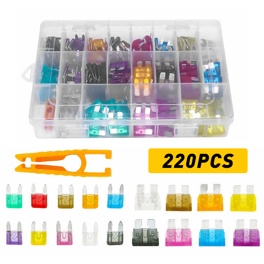 220pcs Car Blade Fuse Assortment Assorted Kit Blade Set Auto Truck Automotive US