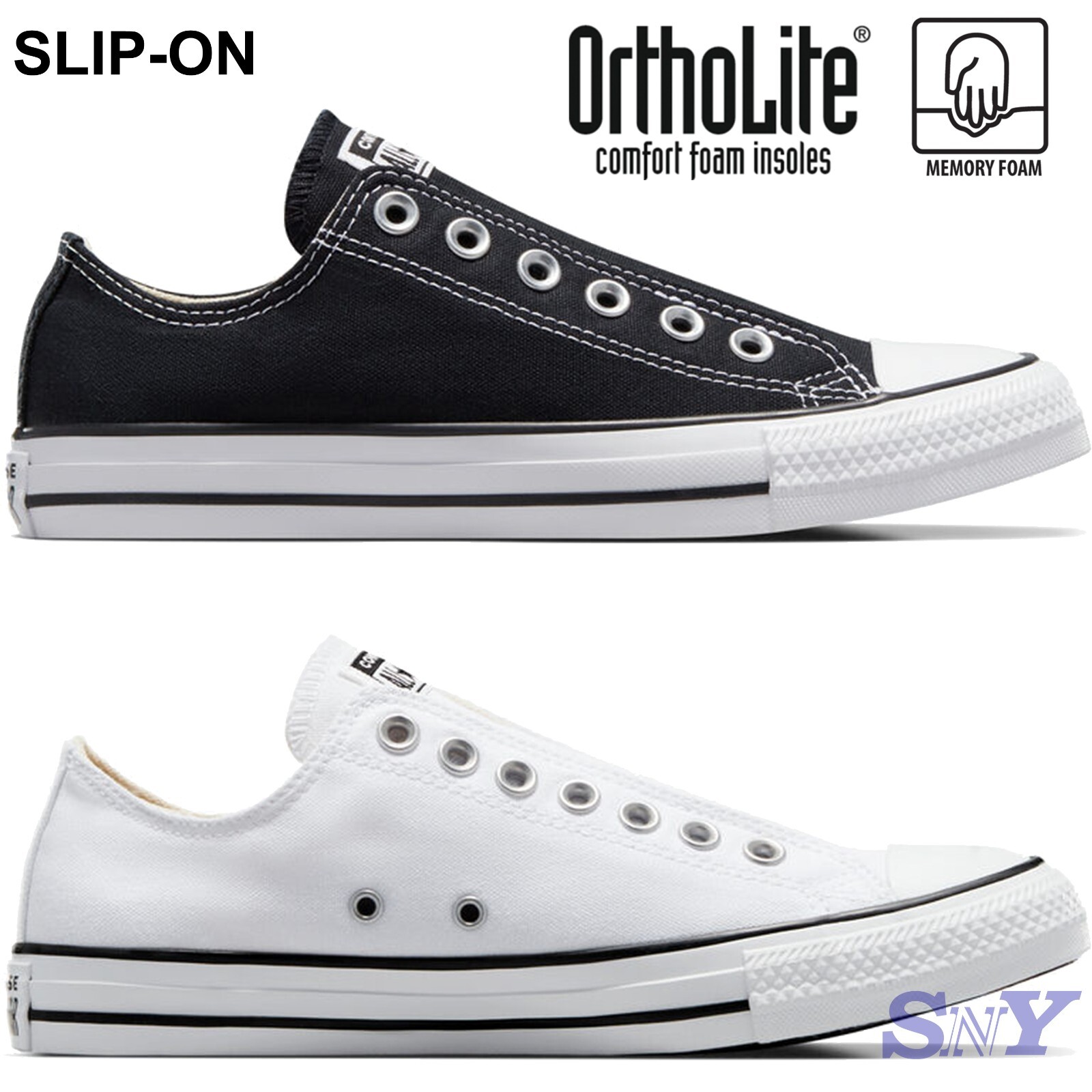 CONVERSE Men's Chuck Taylor All Star Slip On Low Top Black White NEW Sneakers
