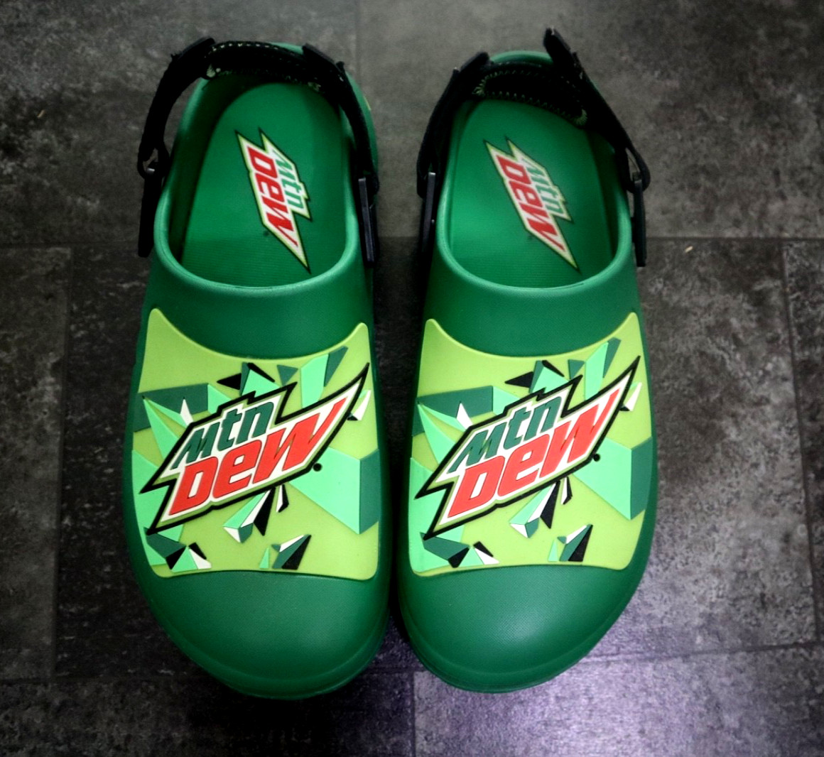 Crocs x Mountain Dew Clogs Men’s Size 12 (Fits 12) NWOT Limited Edition Collab
