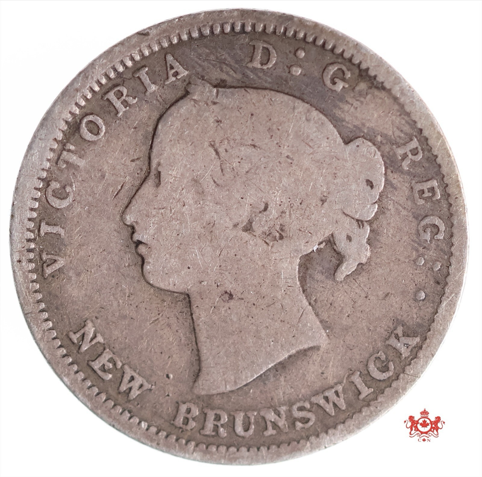 1864 New Brunswick 5 Cents Large 6 - G/VG - Bent Lot#13220