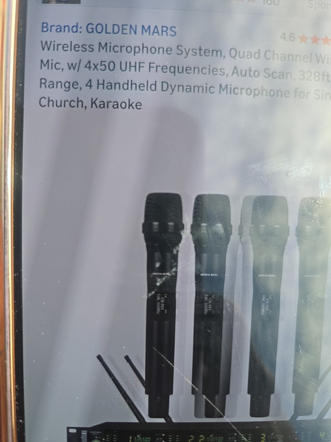 4 Wireless Microphone System, Quad Channel Wireless Mic, w/ 4x50 UHF Frequency