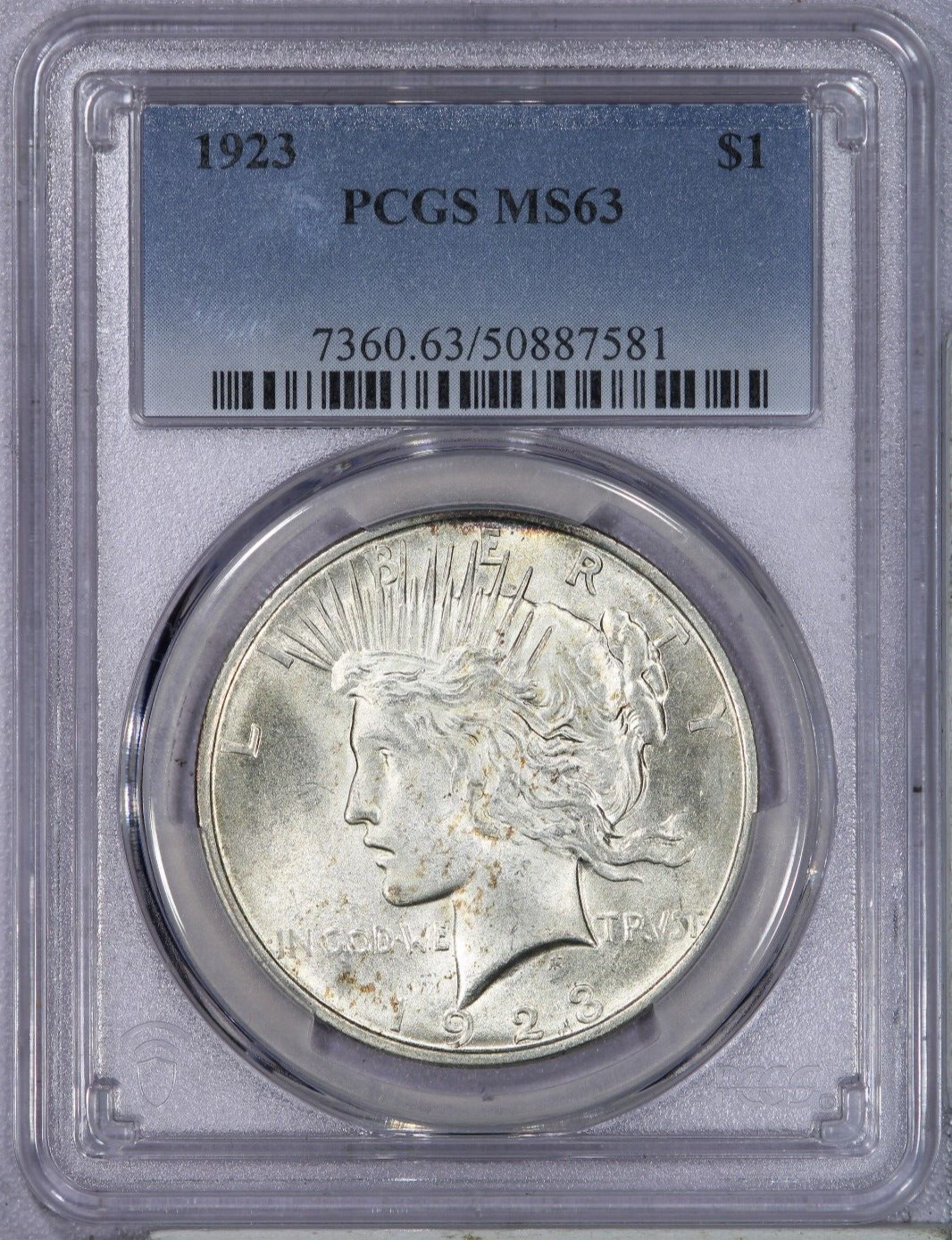 1923 Peace Dollar $1 PCGS MS63 - Beautifully Toned!