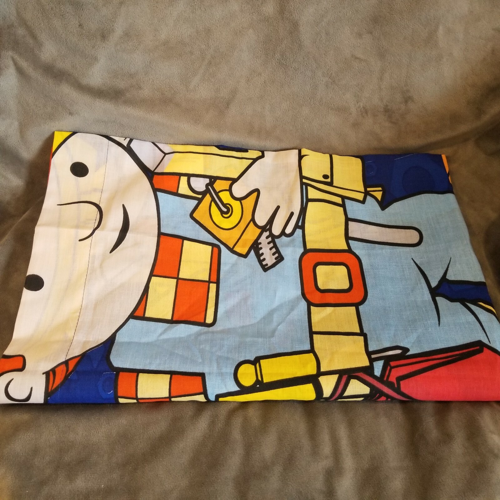 Vintage Bob the Builder Pillow Case Pillowcase Room Decor Kids Bedding Bedroom