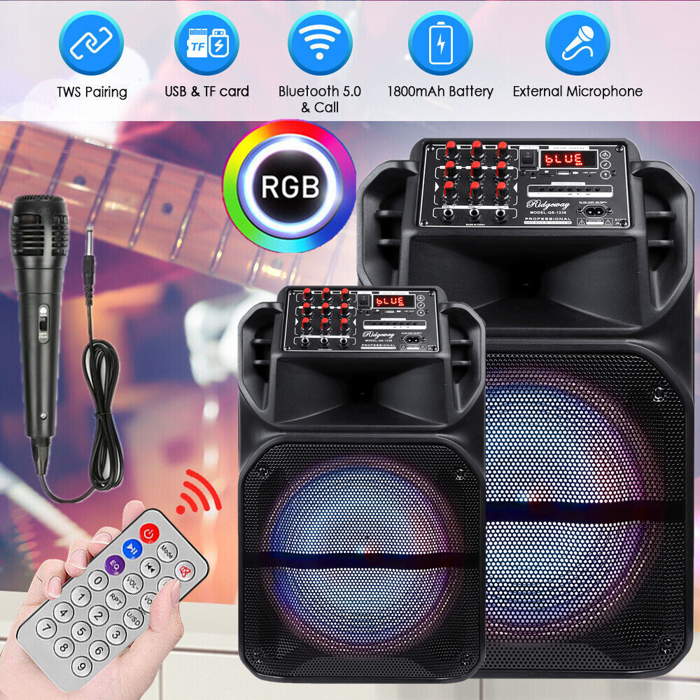 9000W Portable Bluetooth Speaker Subwoofer Heavy Bass Party DJ System Mic AUX