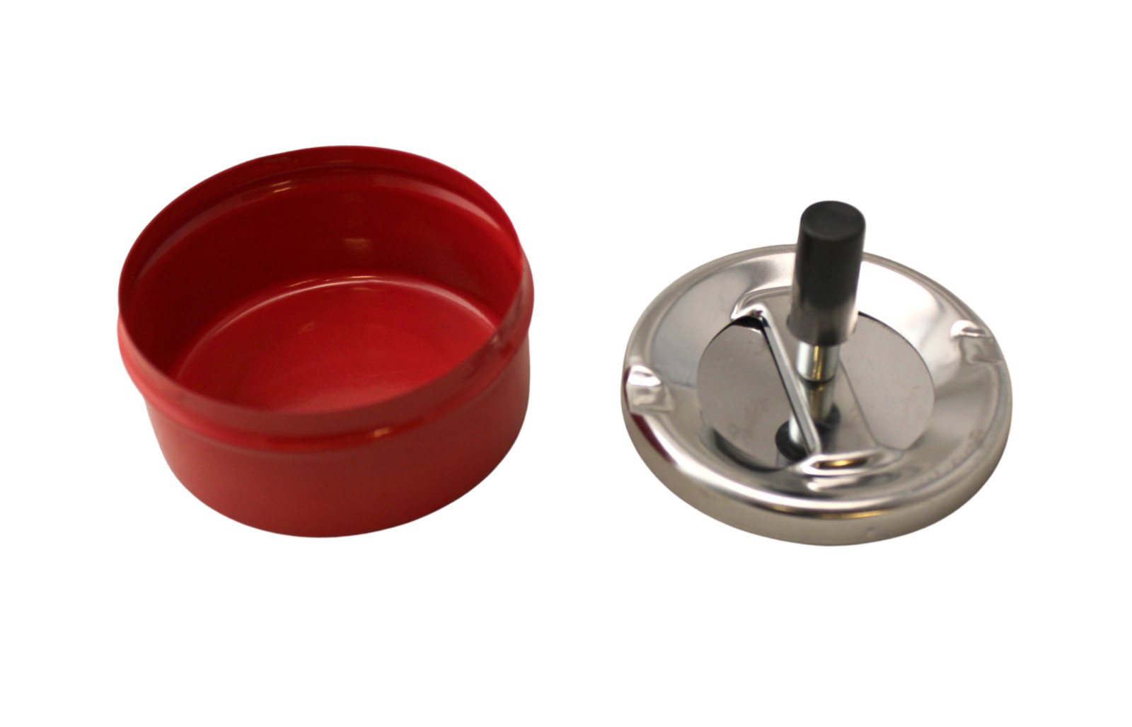 2 pack Round Push Down Ashtray with Spinning Tray Retro Style (Red)
