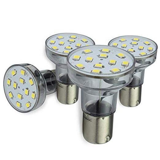 RV Trailer Motorhome LED Spot Light 1156 Cool White 6500K 4-Pack Long Neck