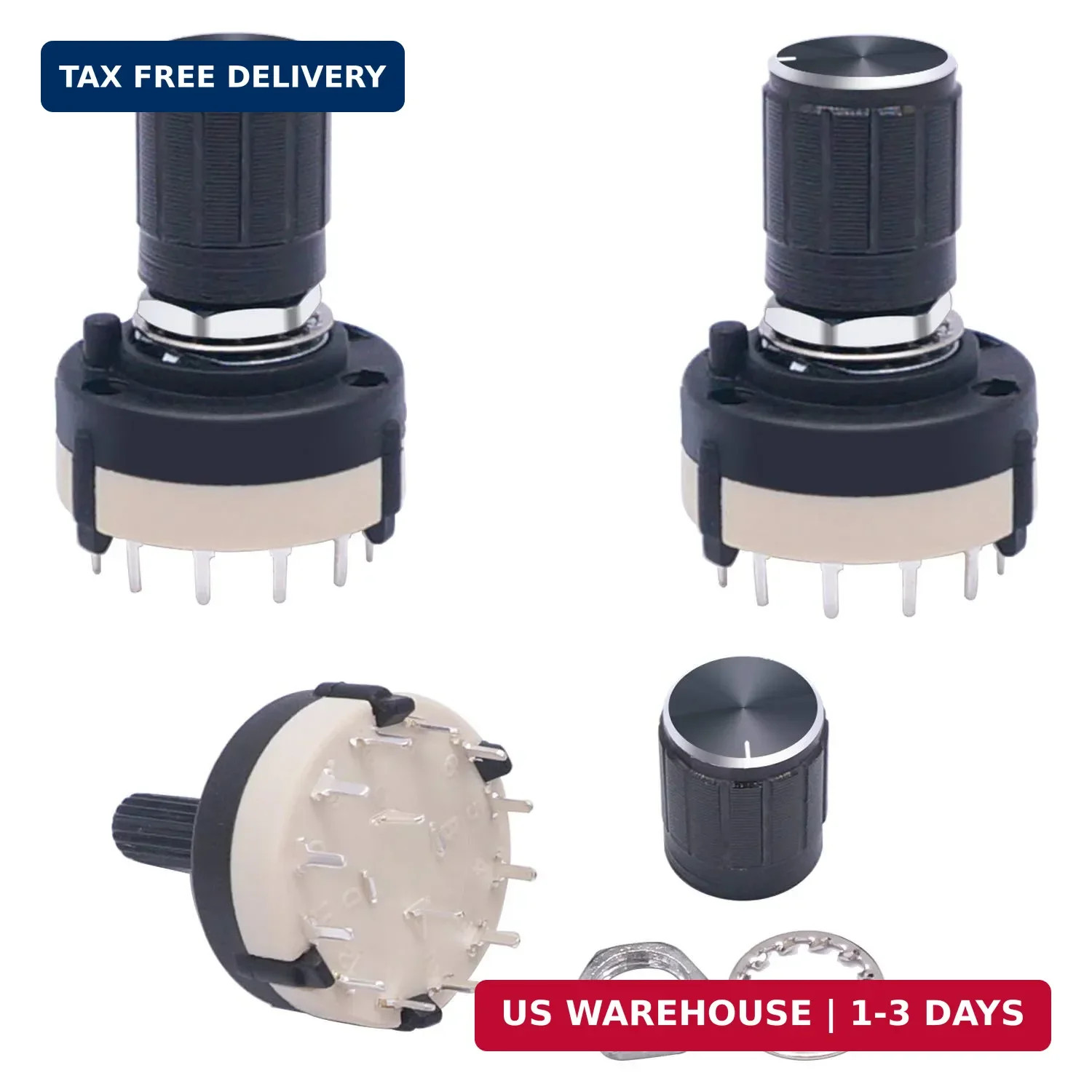 Taiss 3pcs Rotary Switch RS26 2P12T Band Switch Band Channel Rotary Selector Swi