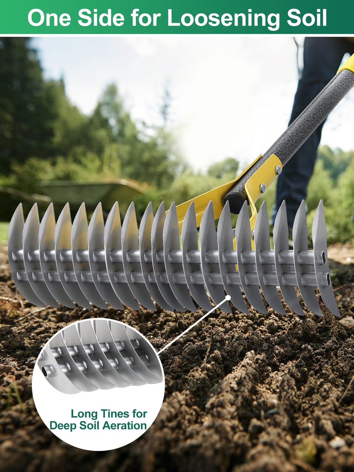 Thatch Rake, 2-in-1 Lawns Manual Dethatcher with Adjustable Head, 55" Heavy D...
