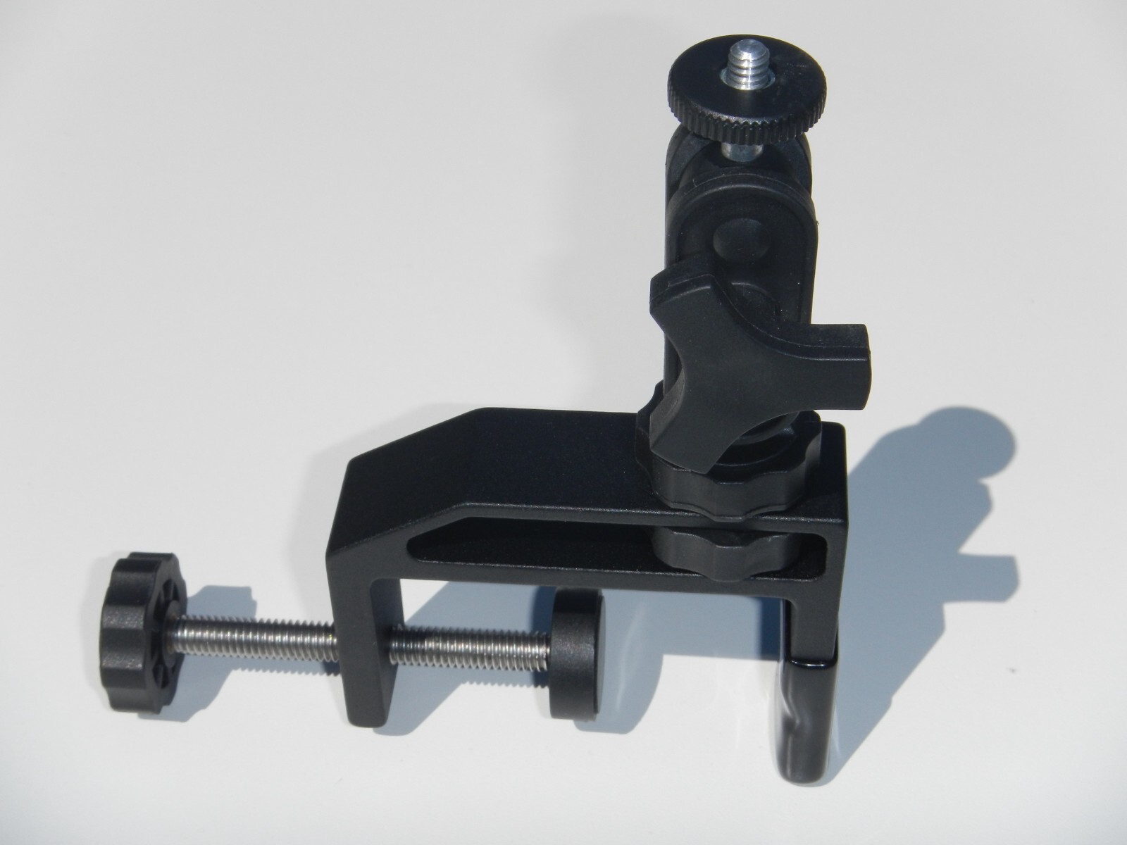 Photo Camera Clamp w/ Pivot Arm & Standard 1/4"-20 Thread • 2.5" in. Wide Span