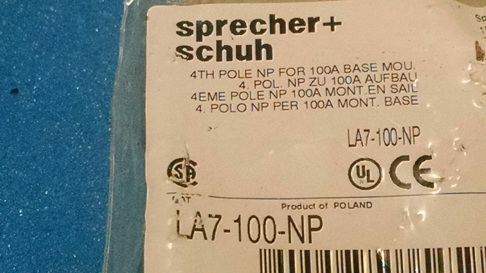 Disconnect Switch/Fourth Pole/for 100a /Base Mount/ SPRECHER+SCHUH L7-100-NP