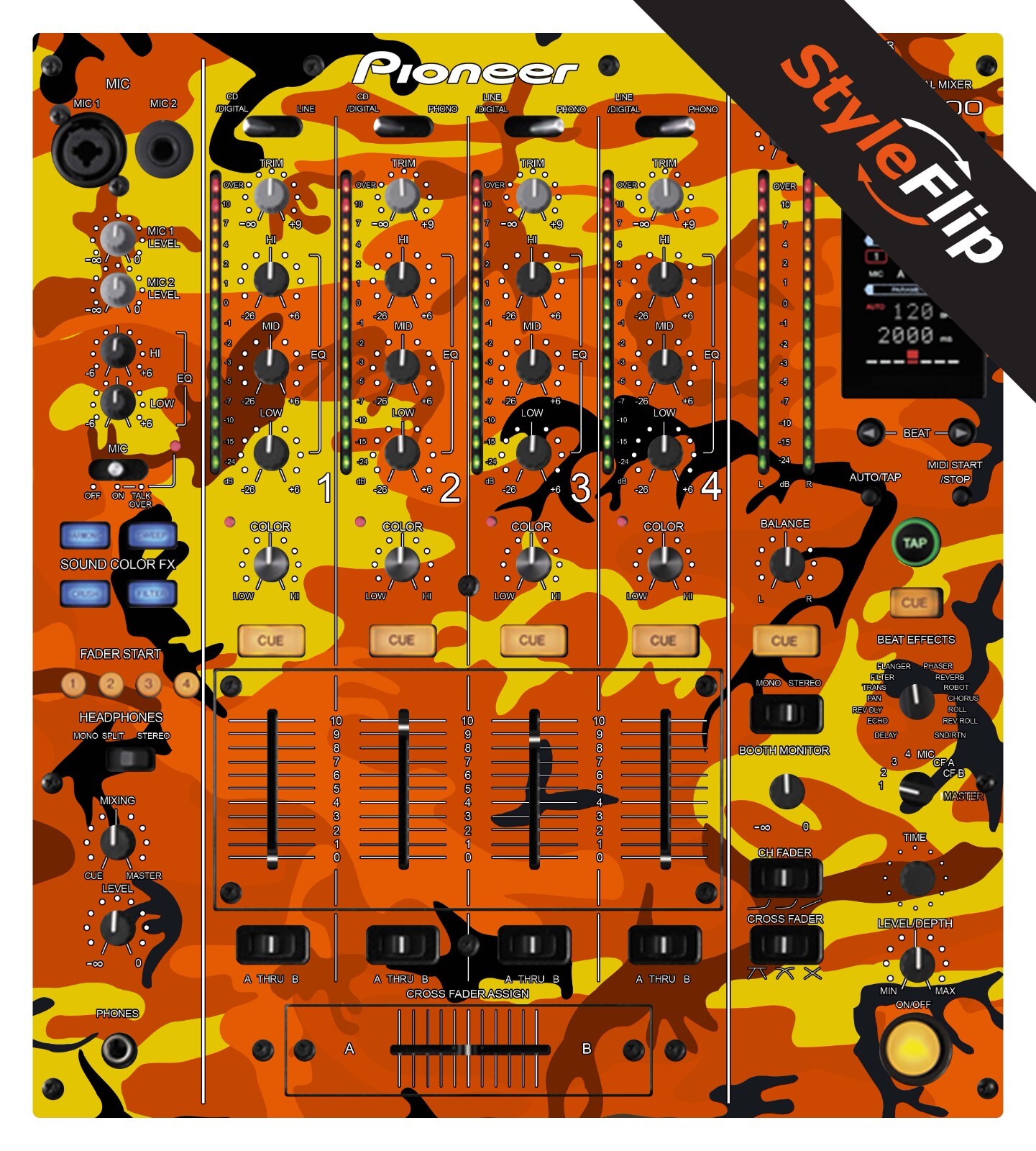 Pioneer DJM-800 | Orange Camo | Protective Decal | StyleFlip Skins