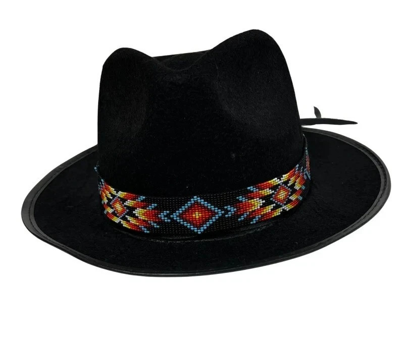 Beaded Hat Band Native American Style Southwestern Cowboy Rode Handmade hatband