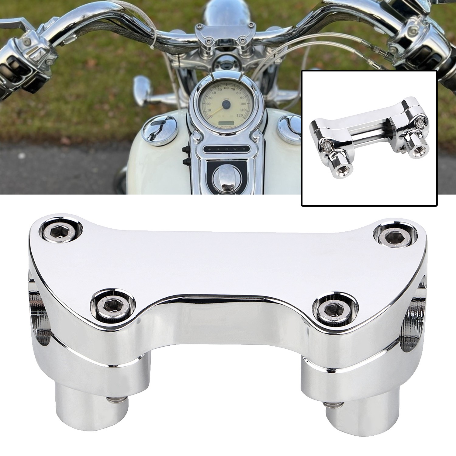 1-1/2"  Handlebar Risers w/Clamp For Harley Dyna Softail Deluxe FLSTN Slim FLS