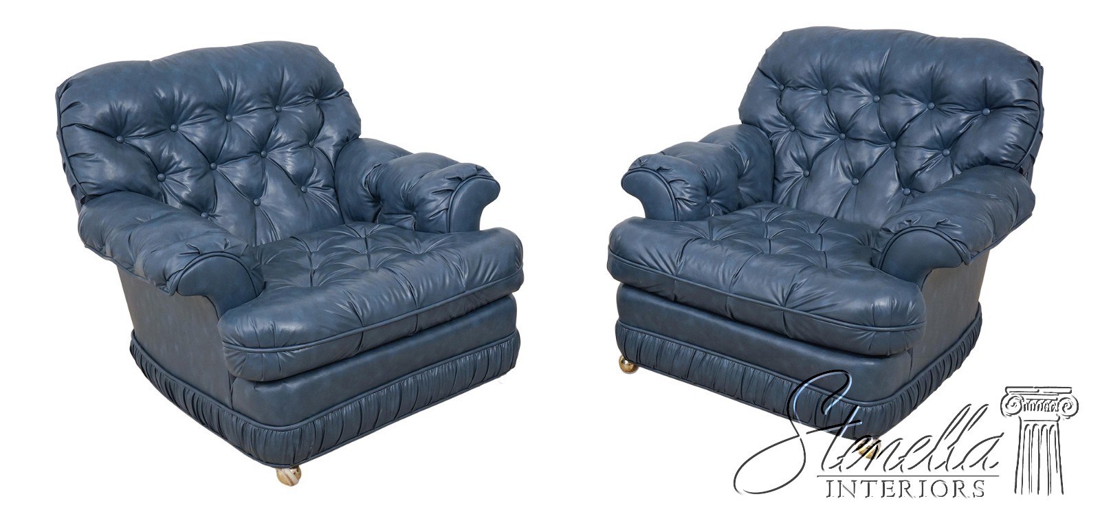60072: Pair BENCH CRAFT Tufted Faux Leather Club Chairs