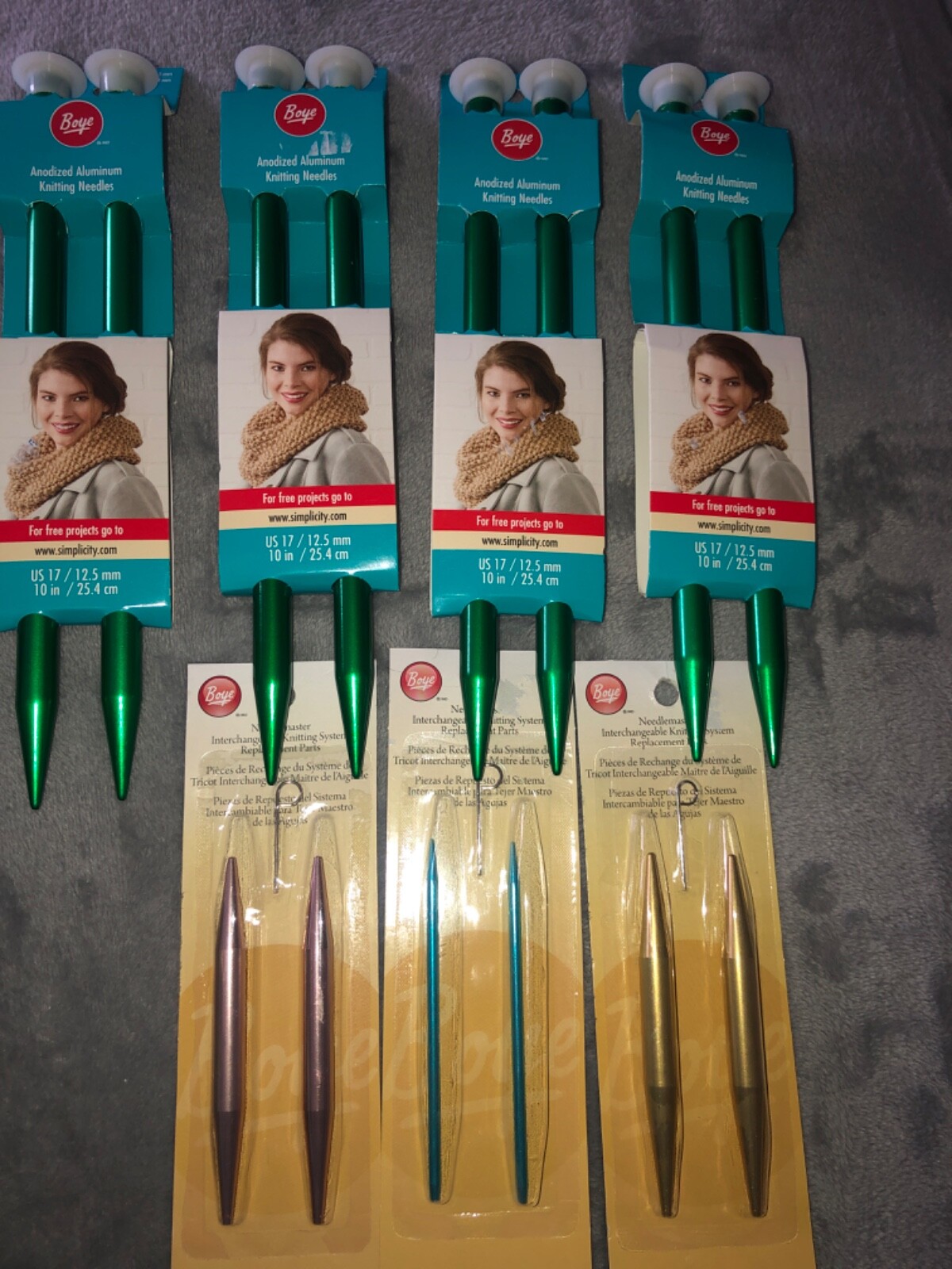 Boye knitting Needles 10 Interchangeable replacement Parts US 4 US 13 US15 LOT