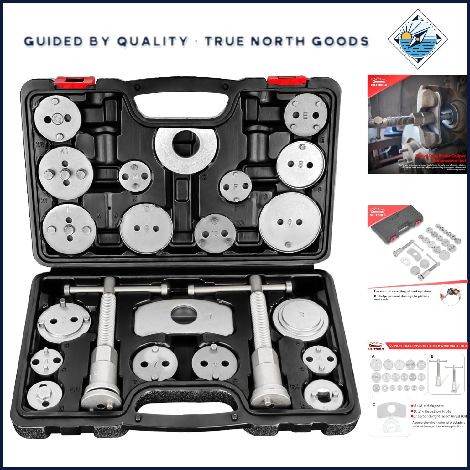 Brake Caliper Piston Rewind Tool with Dual-Functionality for Various Vehicles