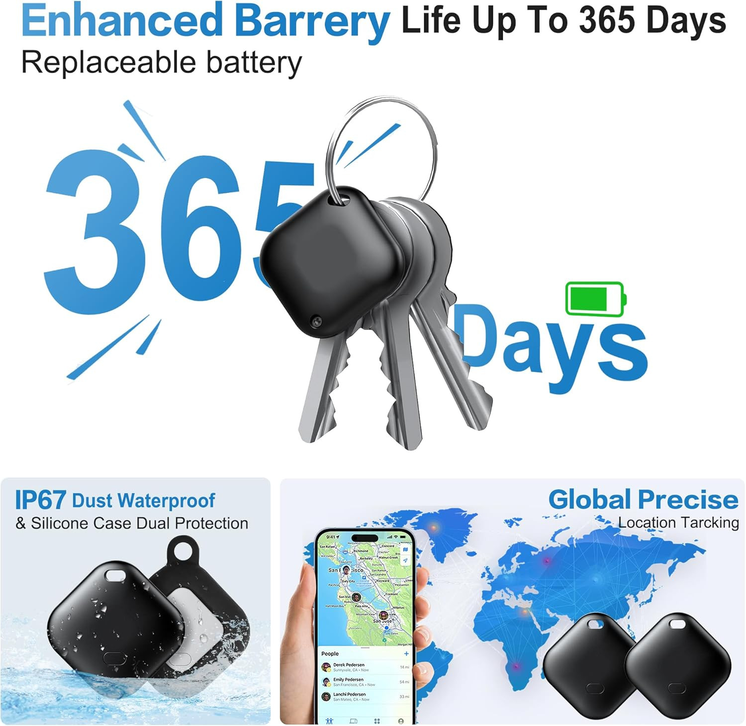Air Tracker Tag for Android, Tags-4 Pack Luggage Tracker with 4 Case, Works via