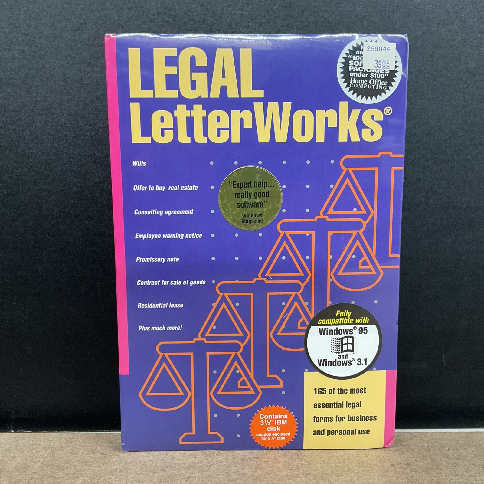 Legal LetterWorks For Microsoft Windows 95 3.1 HD 3.5” Disks Factory Sealed