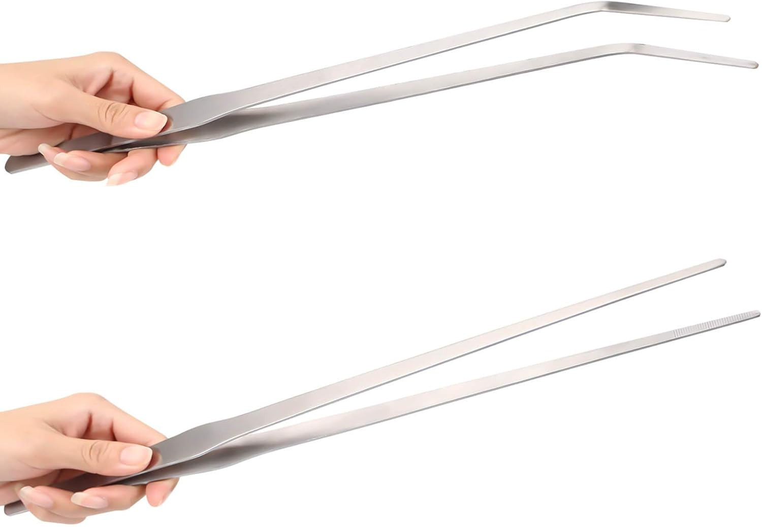 Long Tweezers for Aquarium 15 Inch - 2 Pcs Stainless Steel Reptile Feeding Tongs
