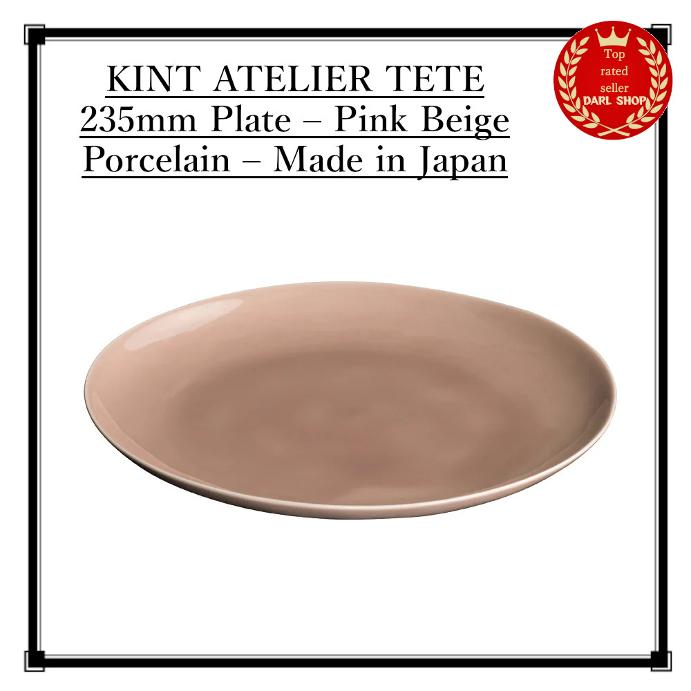 KINT ATELIER TETE 235mm Plate – Pink Beige Porcelain – Made in Japan