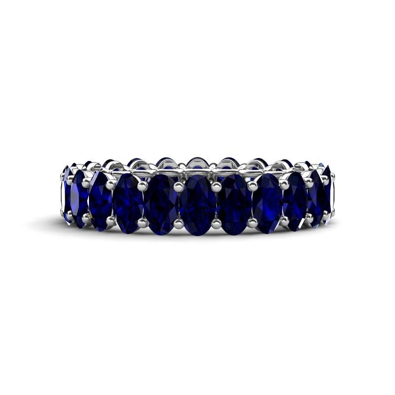 Oval 5x3mm Blue Sapphire Full Eternity Band Ring 925 Sterling Silver