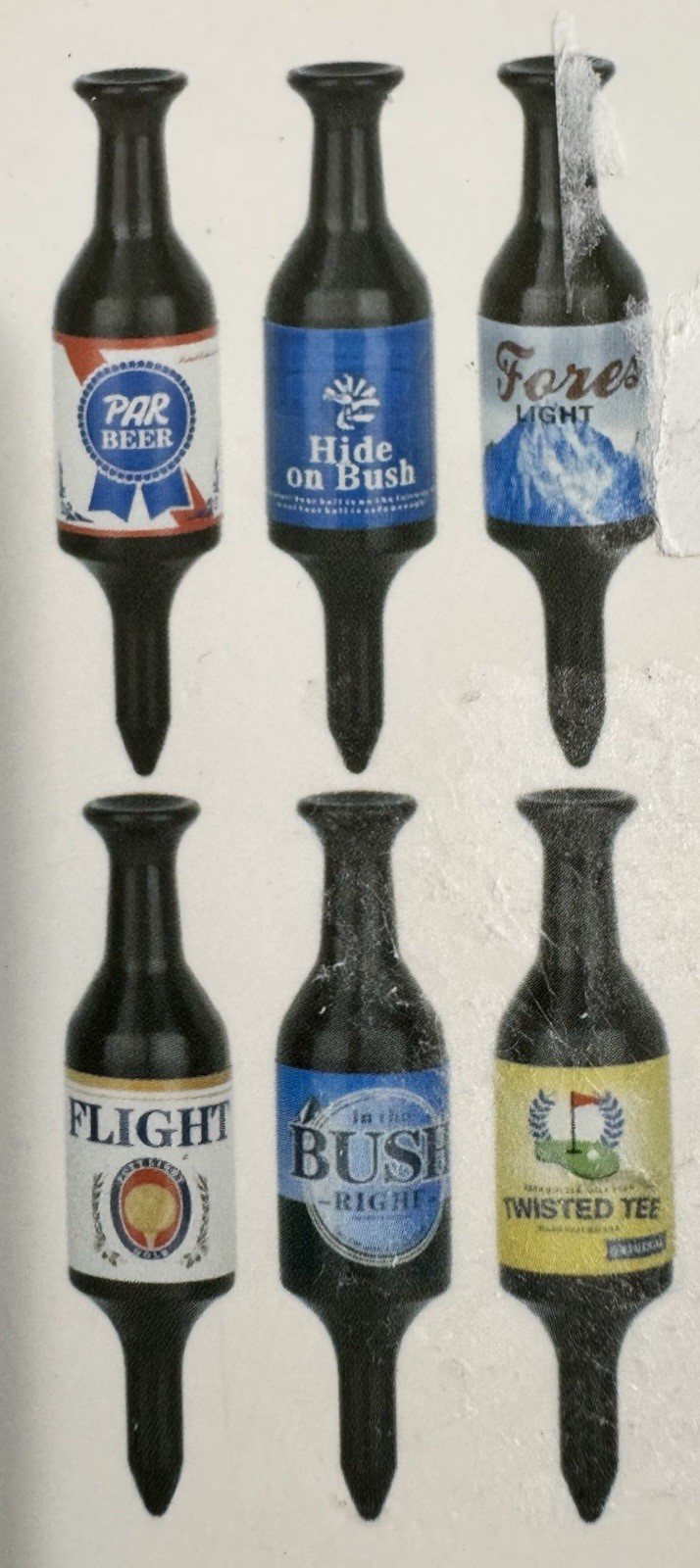Novelty Beer Bottle Golf Tee Set Plastic Multicolor Golf Tees 6 pack
