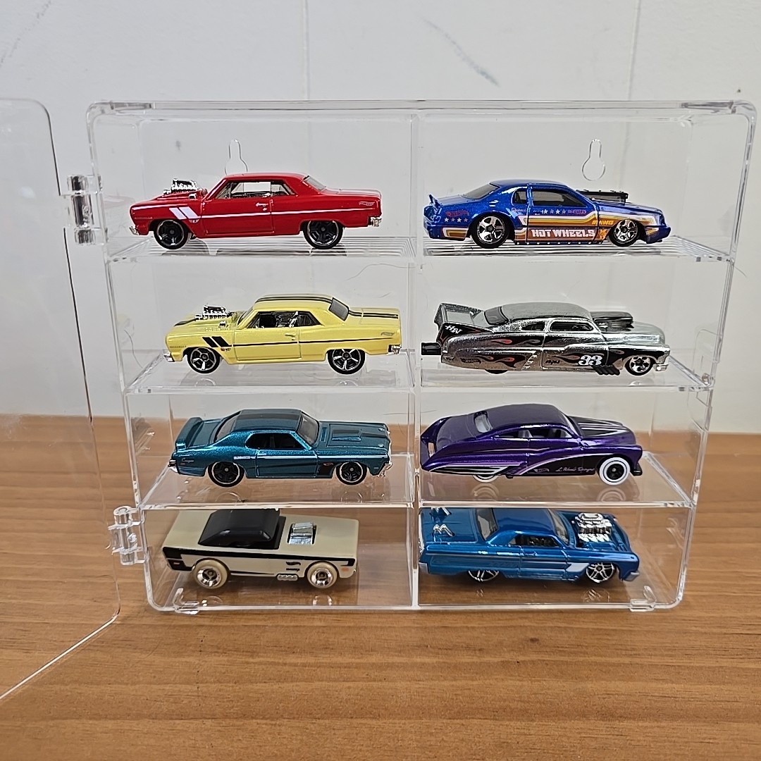 Clear Acrylic Display Case 1:64 Scale Diecast Cars INCLUDING Mix X of CARS x 8
