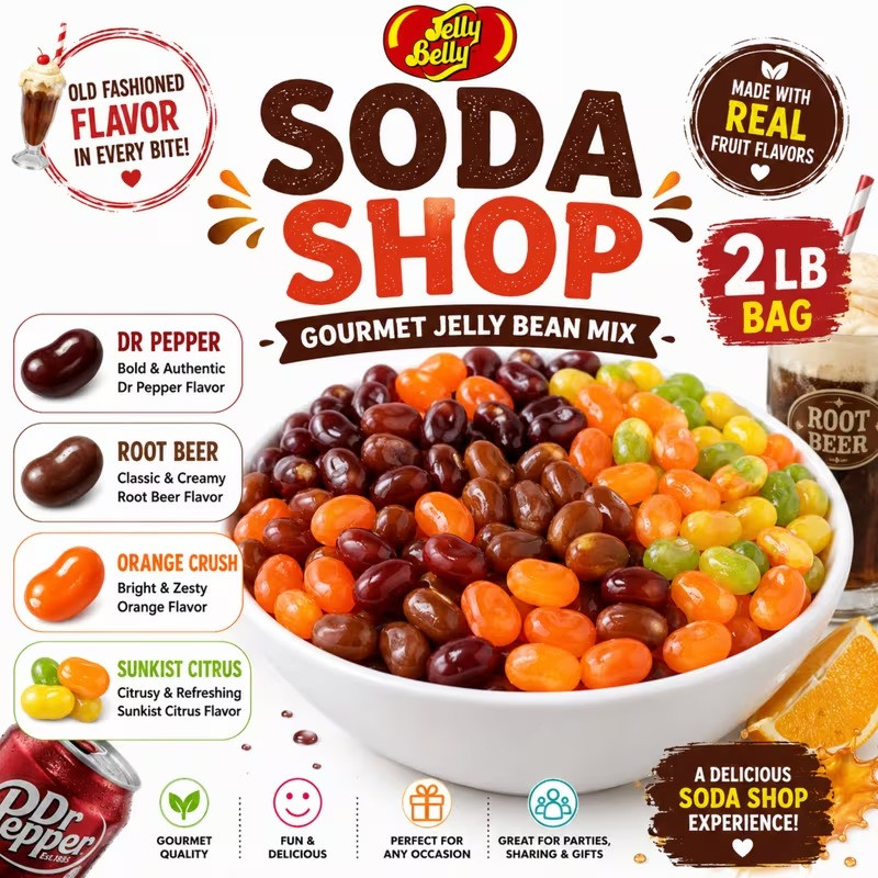 Jelly Belly Soda Shop 2LB Gourmet Jellybeans Assorted Variety Pack - Mega Mix!