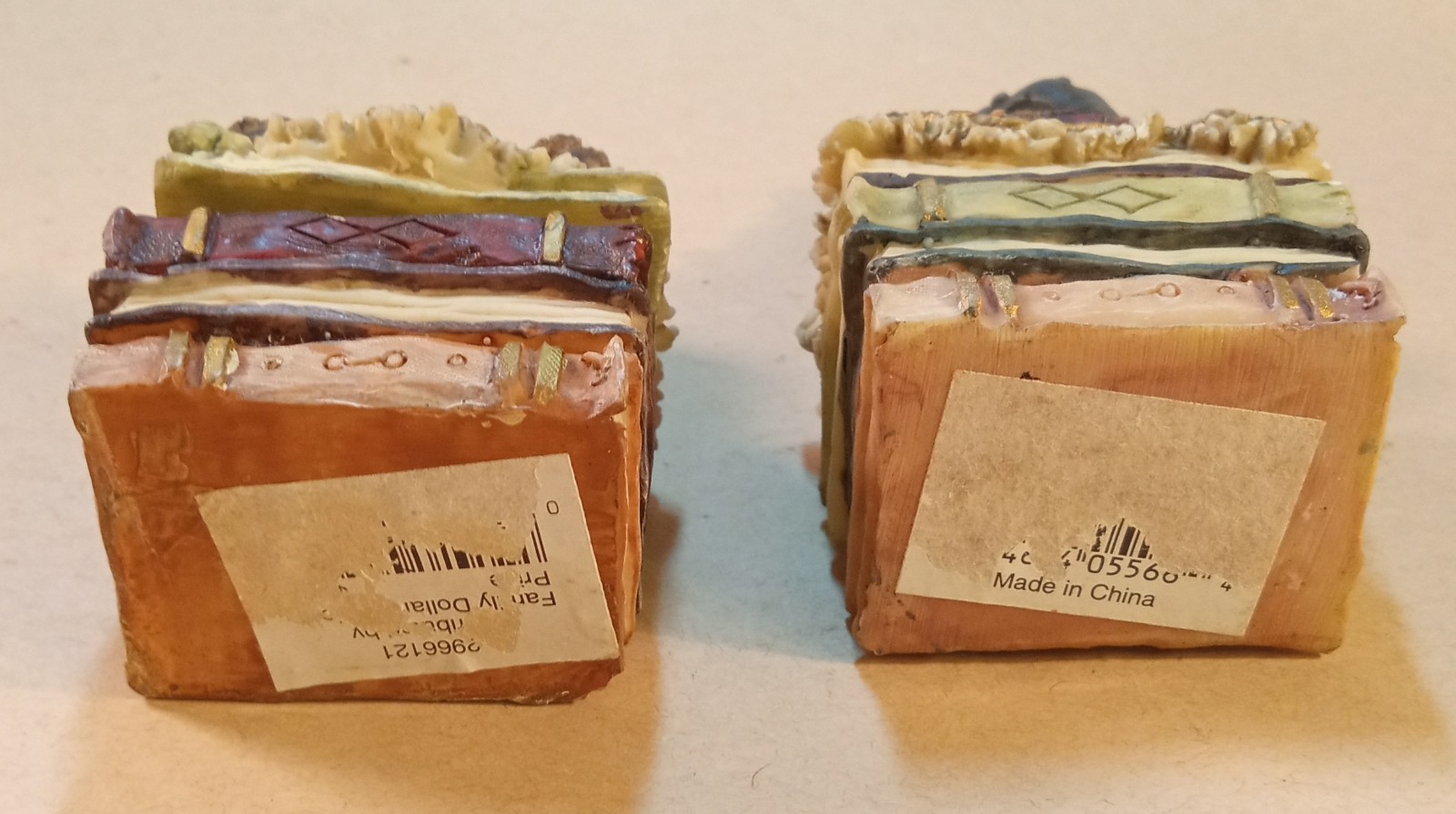 Trinket Boxes. (2) Teddies Sitting On Books. 3.25" Average.