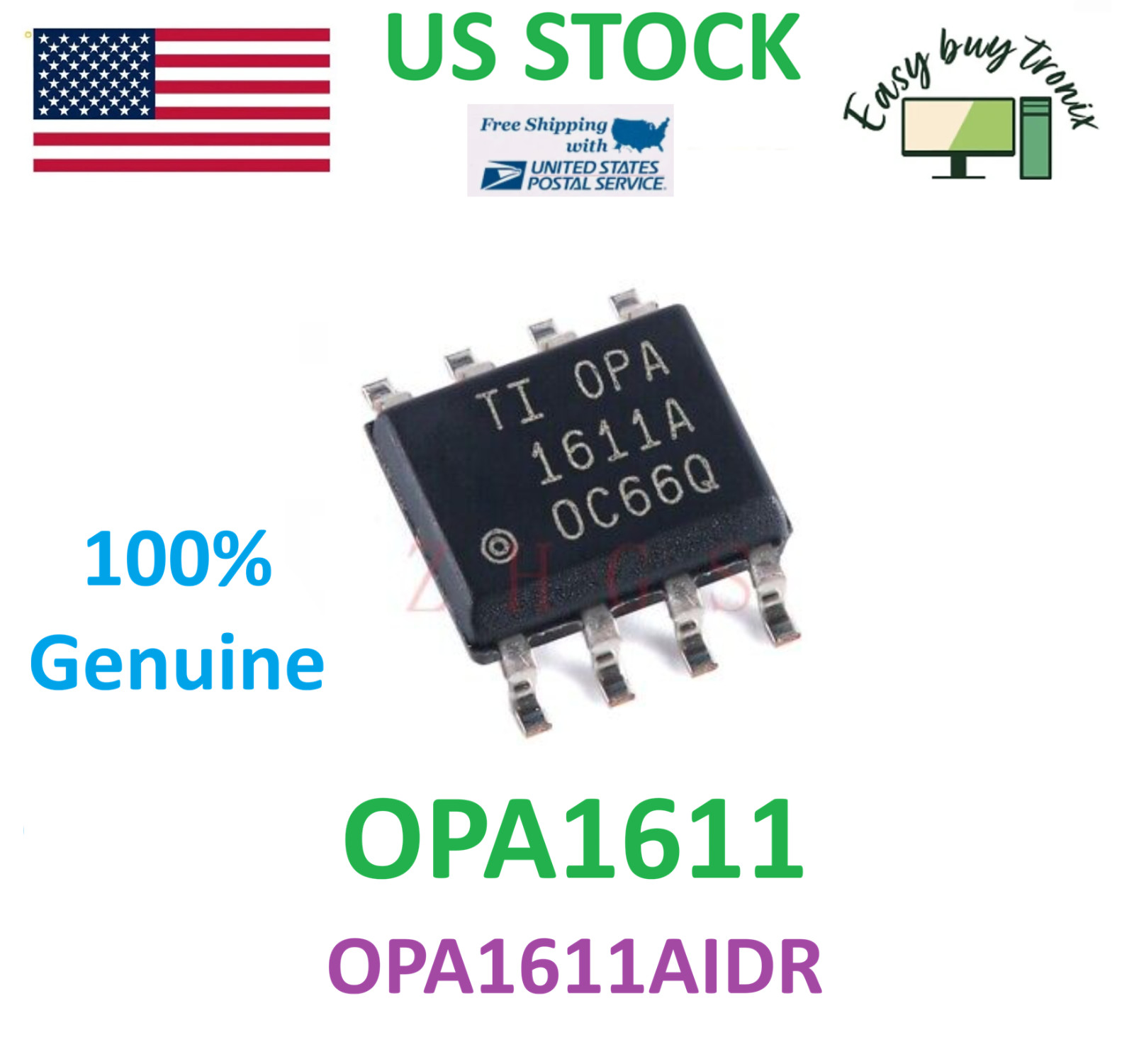 10Pcs OPA1611 Sound-Plus opAmp Burr Brown/TI OPA1611AID ultra low noise USA