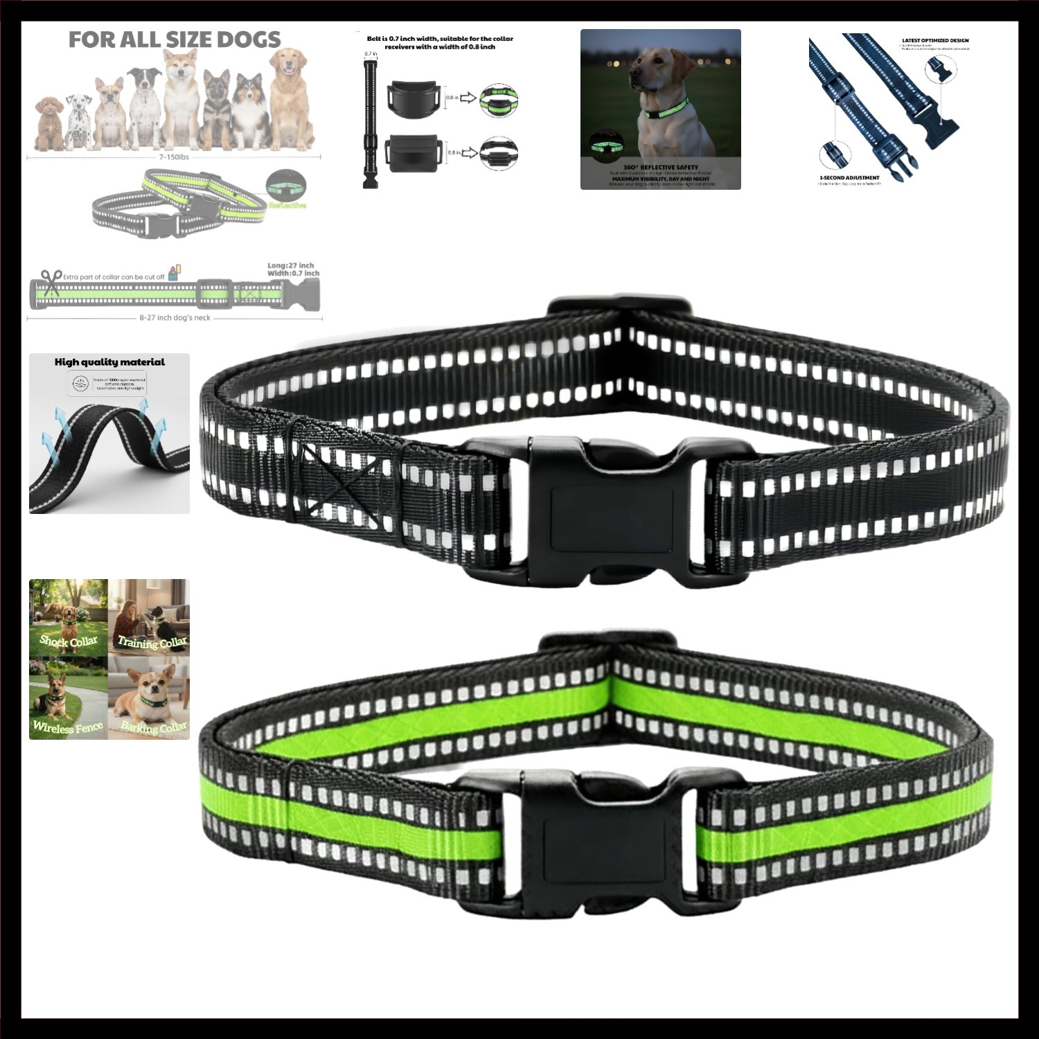 Training Collar Replacement Straps Adjustable Nylon Bands for E-Collars & Sho...