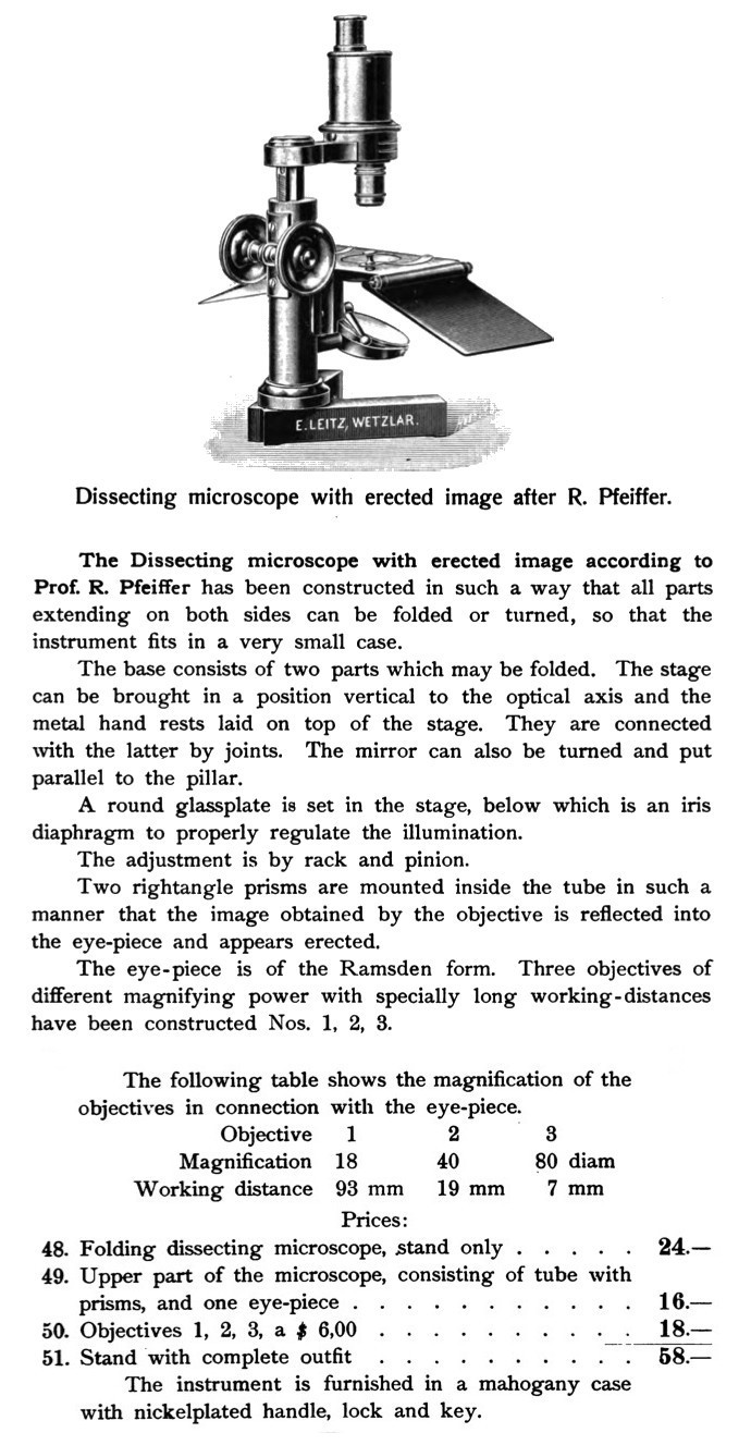 E. Leitz Wetzlar c. 1900 Traveling/Folding Dissecting Brass Microscope