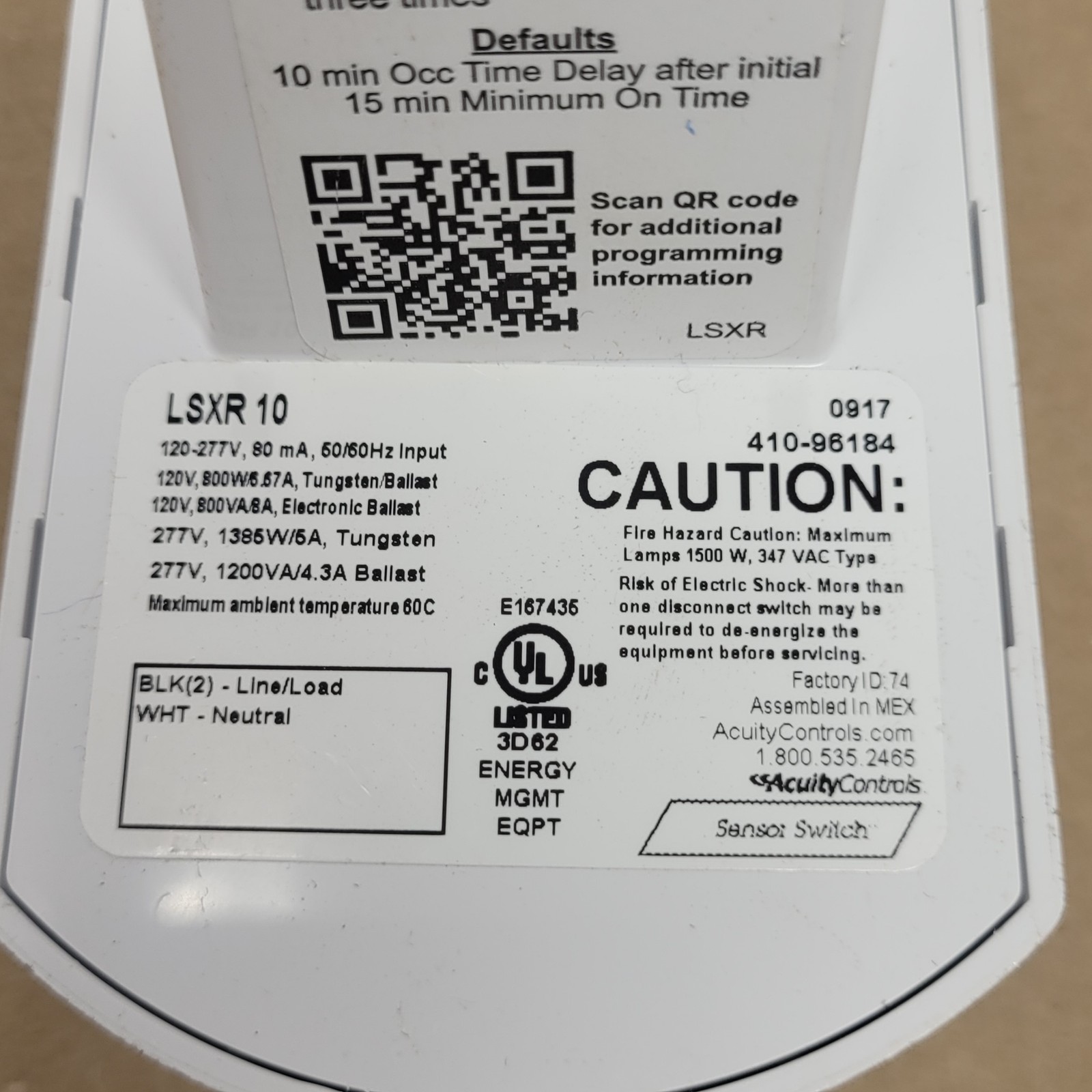 Acuity Controls LSXR10 Fixture Mount Occupancy Sensor, 120V - USED