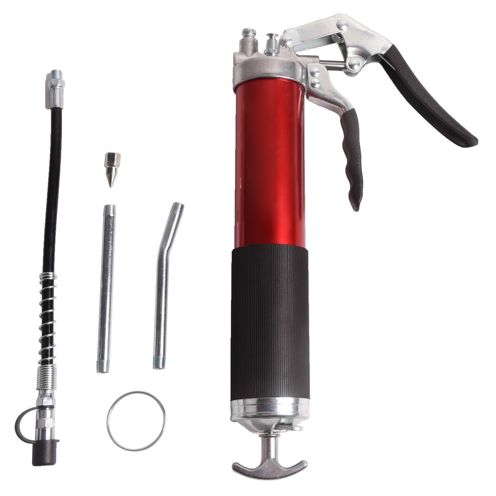 Hand Grease Gun Set 5000 PSI Pistol Grip 14oz Load with 15" Spring Flexible Hose