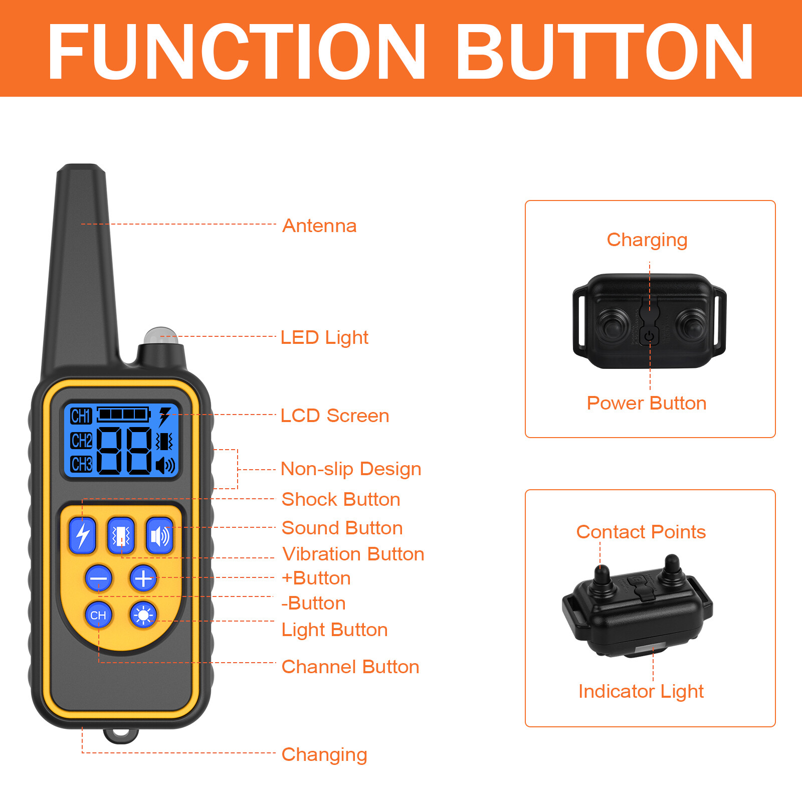 3000 FT Remote Dog Shock Training Collar Rechargeable Waterproof Pet Trainer US