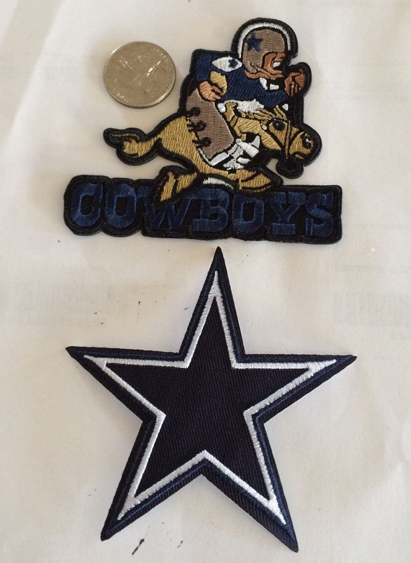 (2) Dallas Cowboys  Vintage Embroidered Iron On Patches Patch Lot  3” X 3”