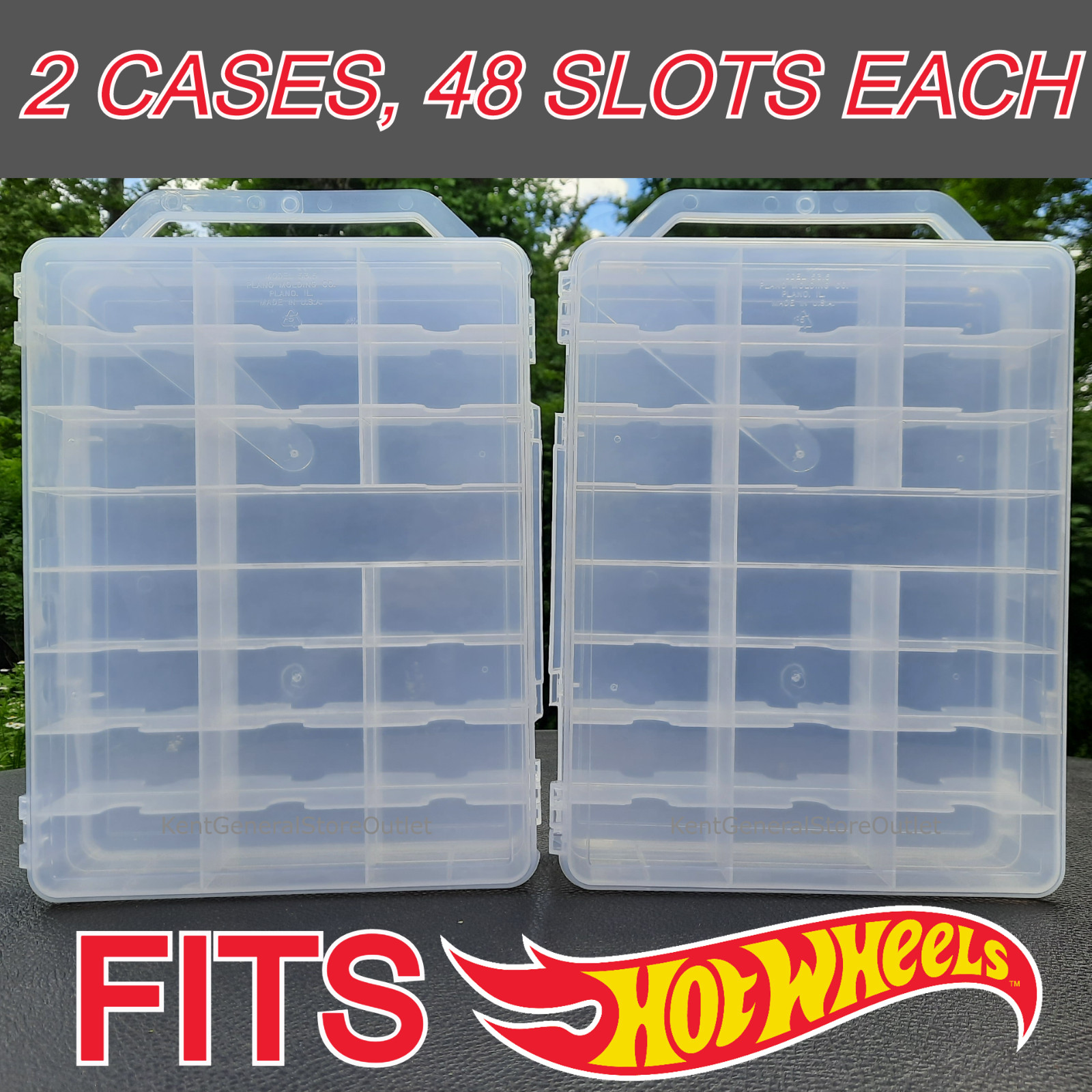 Clear Carry case 48 cars lot 2 fits Hot Wheels Matchbox plano jammer storage set