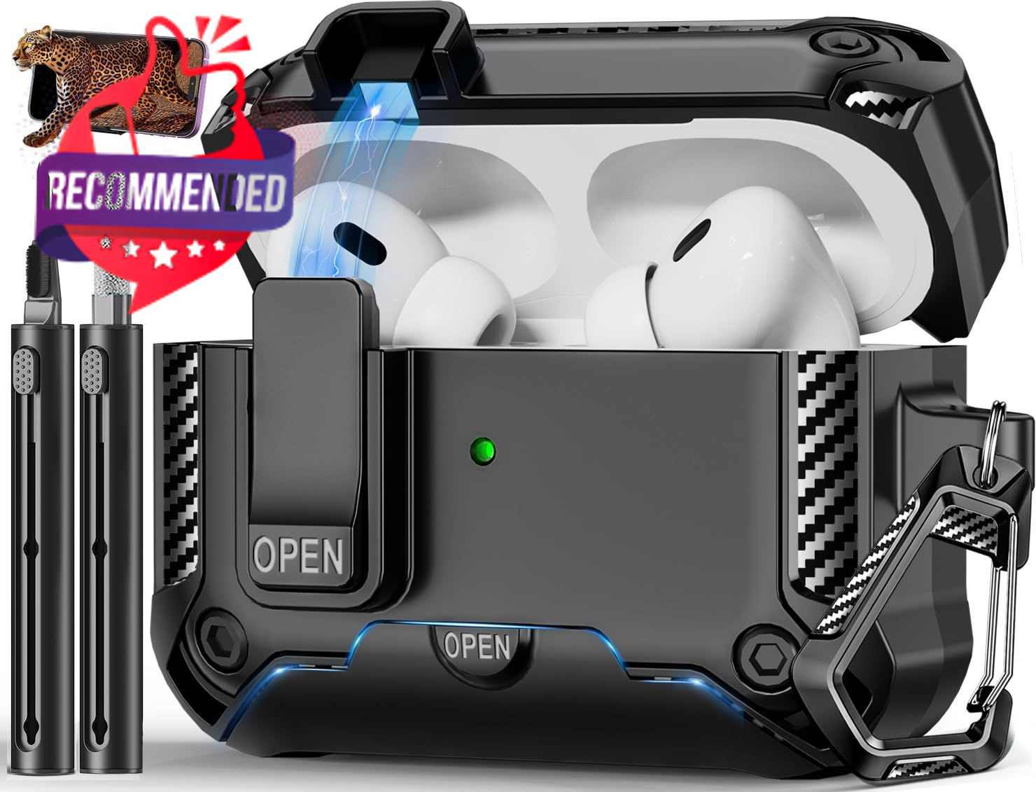 Compatible With Airpods Pro 1st/2nd Case With Phone Stand,automatic Snap Switch