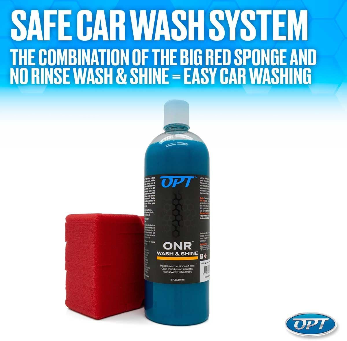Optimum No Rinse Version 5 (32 Oz), Microfiber Drying Towel, and Big Red Sponge