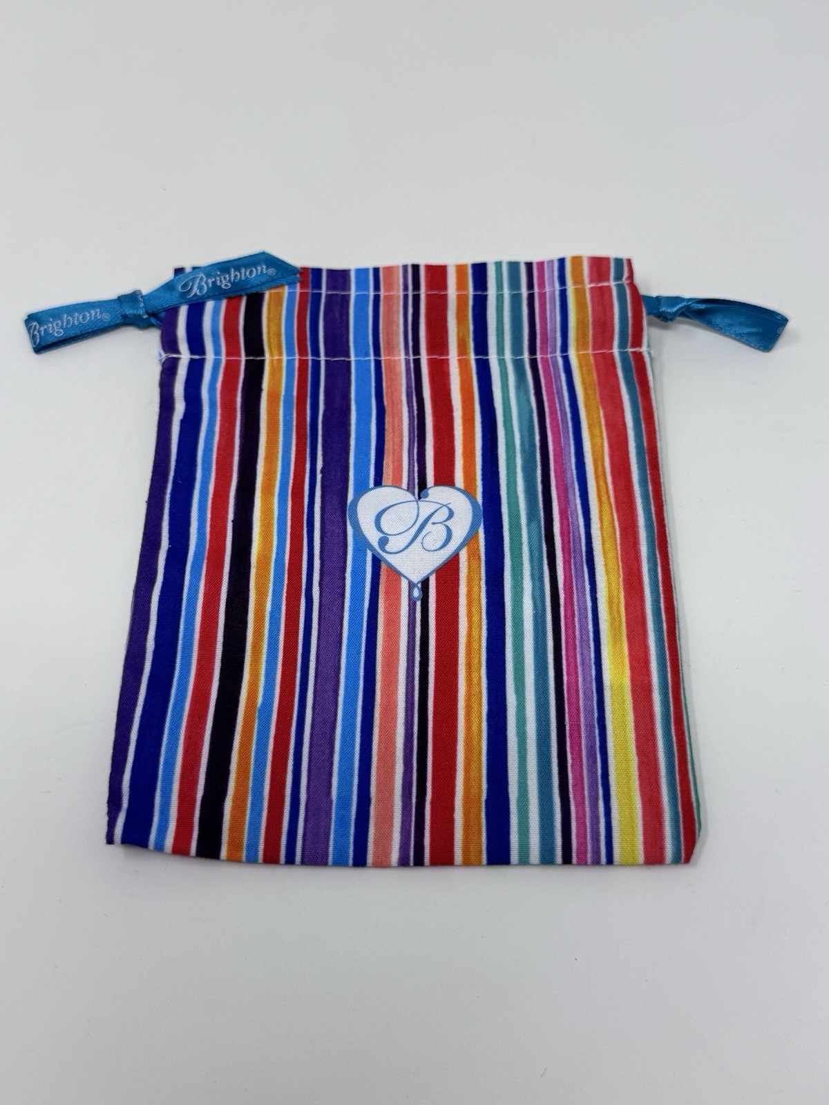 Brighton Striped Rainbow Jewelry Pouch Pride Drawstring Ribbon 6”x4.5”