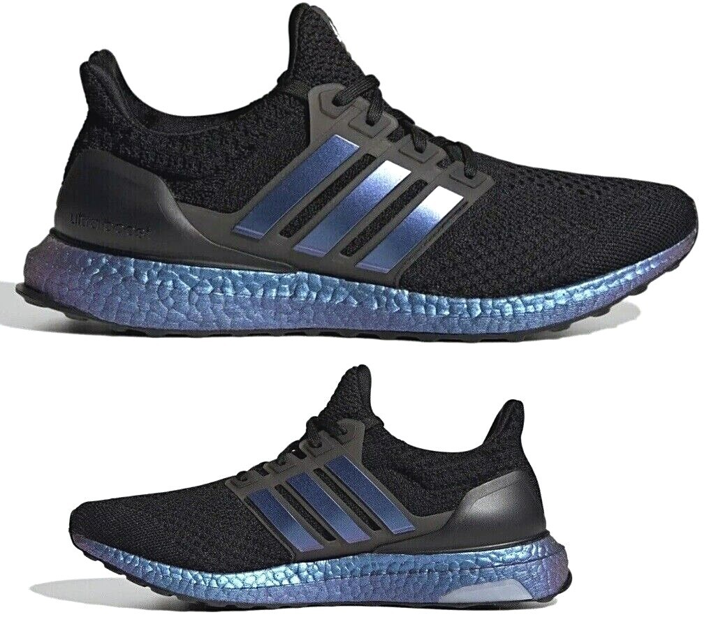 Adidas UltraBoost 5.0 DNA Black Iridescent Metallic Blue Red Running Shoes Mens