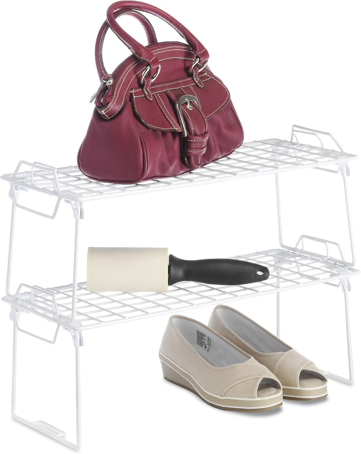 Stackable Wire Shelf Organizer Metal Cabinet Organizer Space Saving Storage