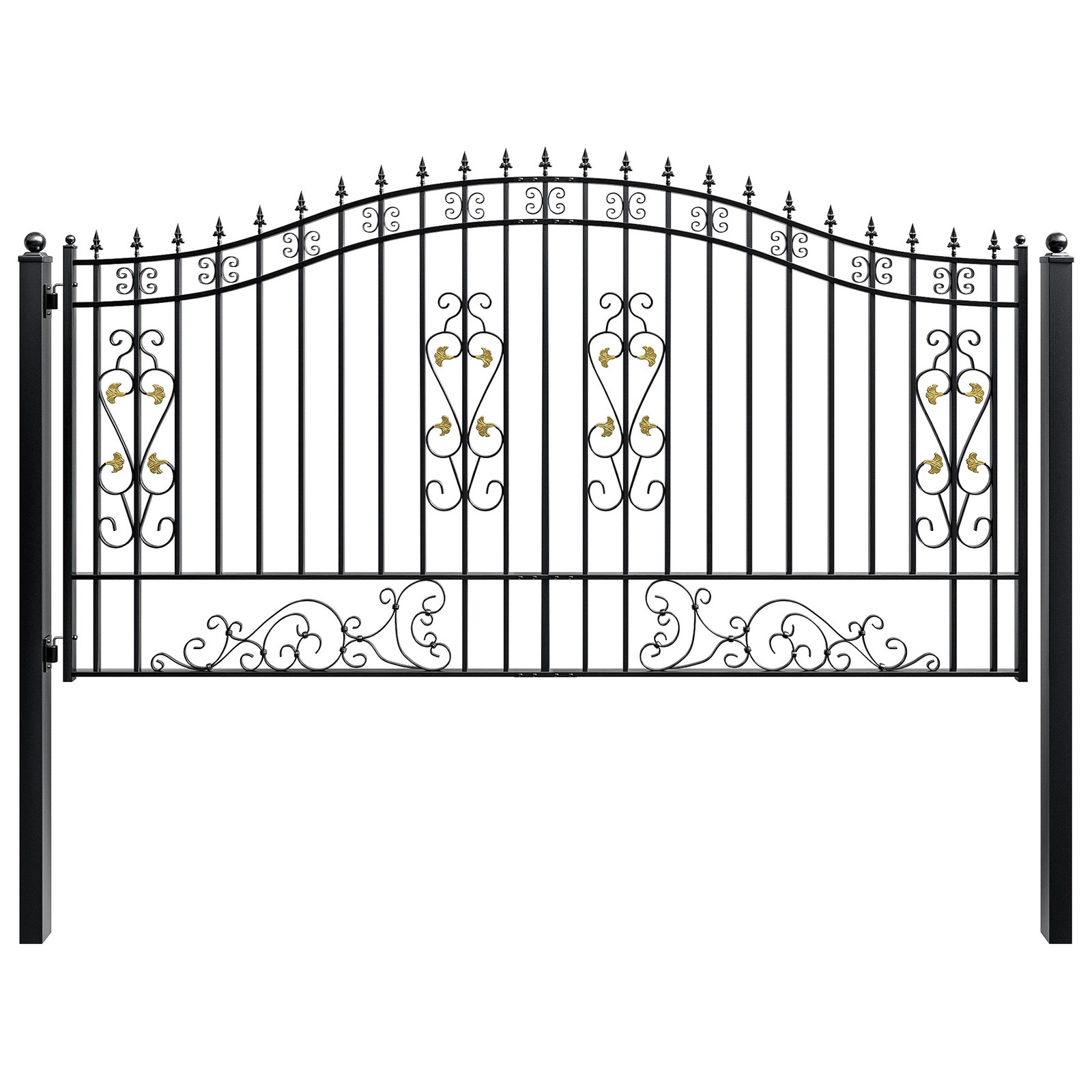 ZUMI 12x6 ft Single Swing Driveway Gate Yard Security Gate Floral Scrollwork