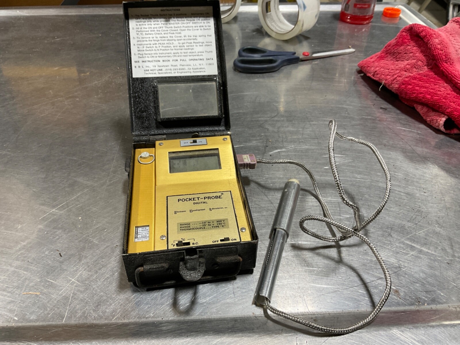 EDL Digital Pocket Probe Type J Pyrometer Thermocouple -120° to +1400° F PARTS