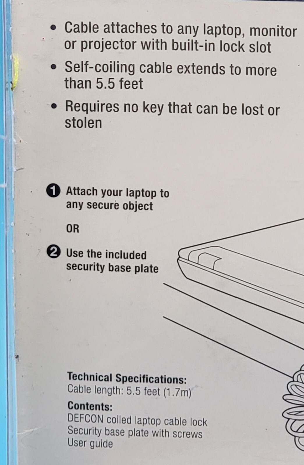 NIB Targus Defcon compact Design Coiled Laptop Cable Lock