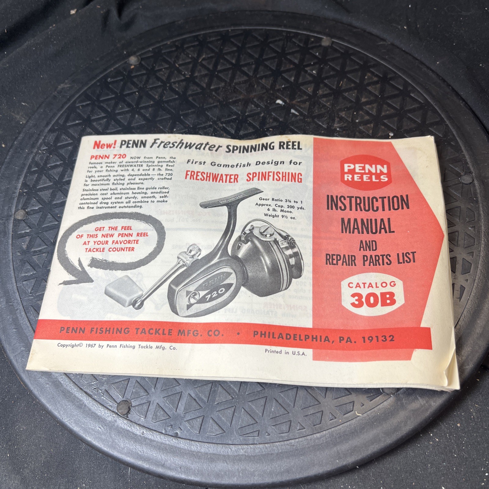 Vintage PENN Fishing REELS Instruction MANUAL and Repair Parts List Catalog 30B