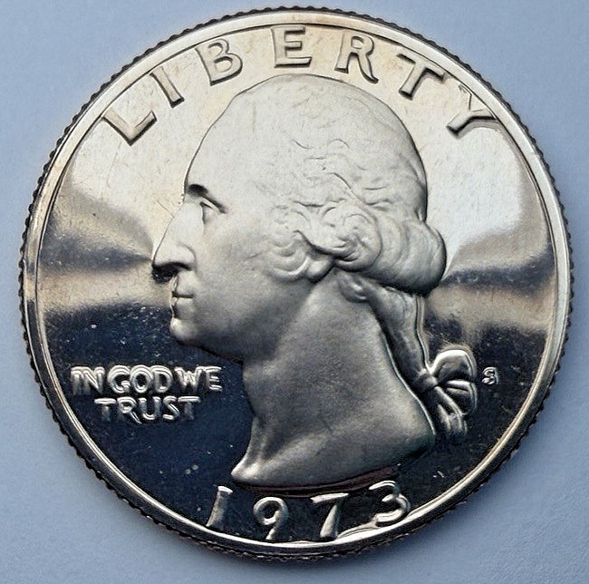 1973-S GEM Proof Washington 25c ~ Deep Mirrors ~ Lite Tone ~ J92