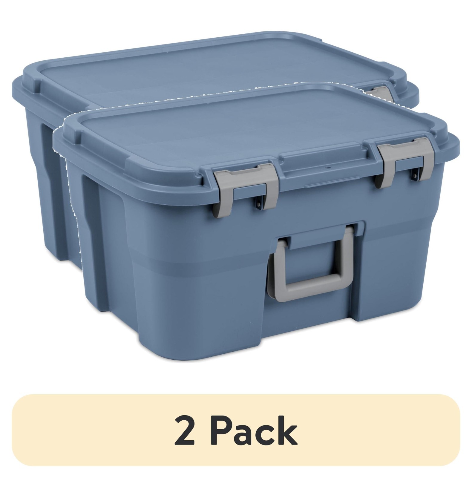 2 Pack Sterilite 14 Gallon Lockable Footlocker Storage Bin Blue with Handle